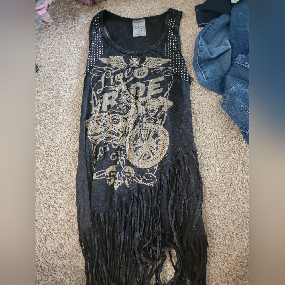 Vocal fringe tank top